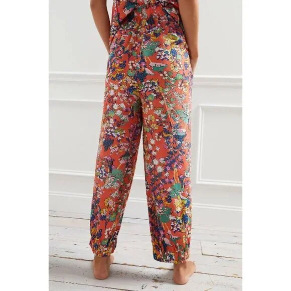 #1089 Anthropologie Iris Orange Floral Harem Pants Size XS Modal Pockets - Picture 2 of 2